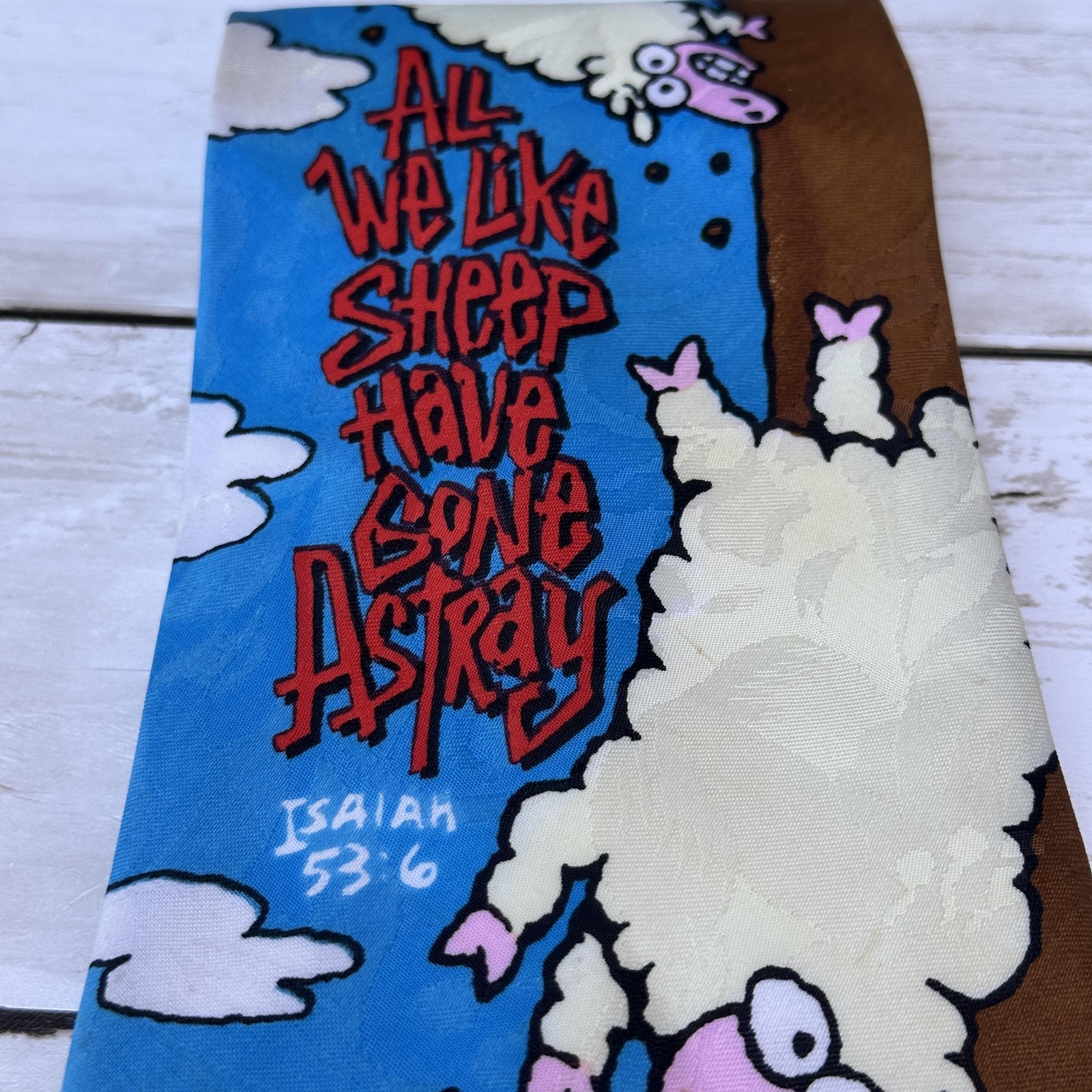 Appointed Apparel Tie Mens Blue Brown Sheep Isaiah 53:6 Christian Novelty