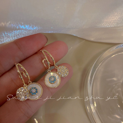 Silver needle ring earrings