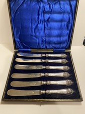 Sheffield Antique Silver Handled Butter Knives Hallmarked 1910 By T.L & S