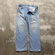 Vintage Levis 501 Jeans Mens 38x30 Light Wash Button Fly Distressed Denim