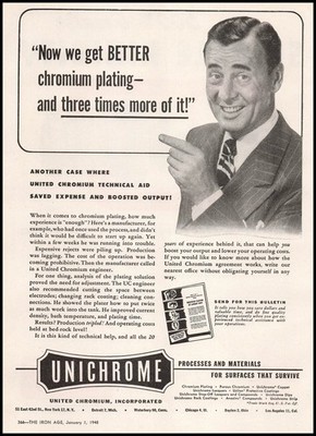 1948 United Chromium Los Angeles California Unichrome Plating Vintage Print Ad