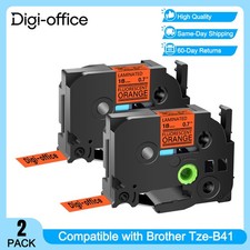 2PK Compatible with Brother PTouch Tze TzB41 Fluorescent Orange Label Tape 18mm