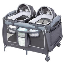 Lil Snooze Deluxe III Nursery Center Playard for Twins, Cozy Grey