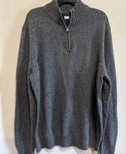 Sonoma Gray Men  s Quarter Zip Long Sleeve Cotten Blend Sweater