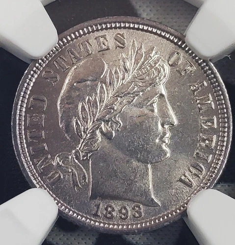 1893-P Barber Dime - NGC Graded UNC Details "Fantastic Eye Appeal" Cleaned