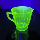 VTG  DEPRESSION VASELINE URANIUM GLASS GREEN COLONIAL FLUTTED CREAMER