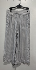 Splendid Stripe Pull On Cropped Pants Elastic Waist Wide Leg Womens S Nautical