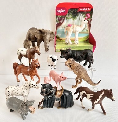 Lot 14 Schleich Animals Medieval Horse Pigs Elephants Hippo TRex Cow Llamacorn