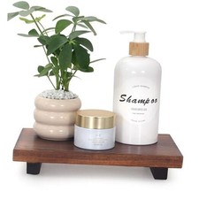 Farmhouse Bathroom Tray Organizer Wooden Riser Stand Wood 10" x 6" x 1.6" Brown