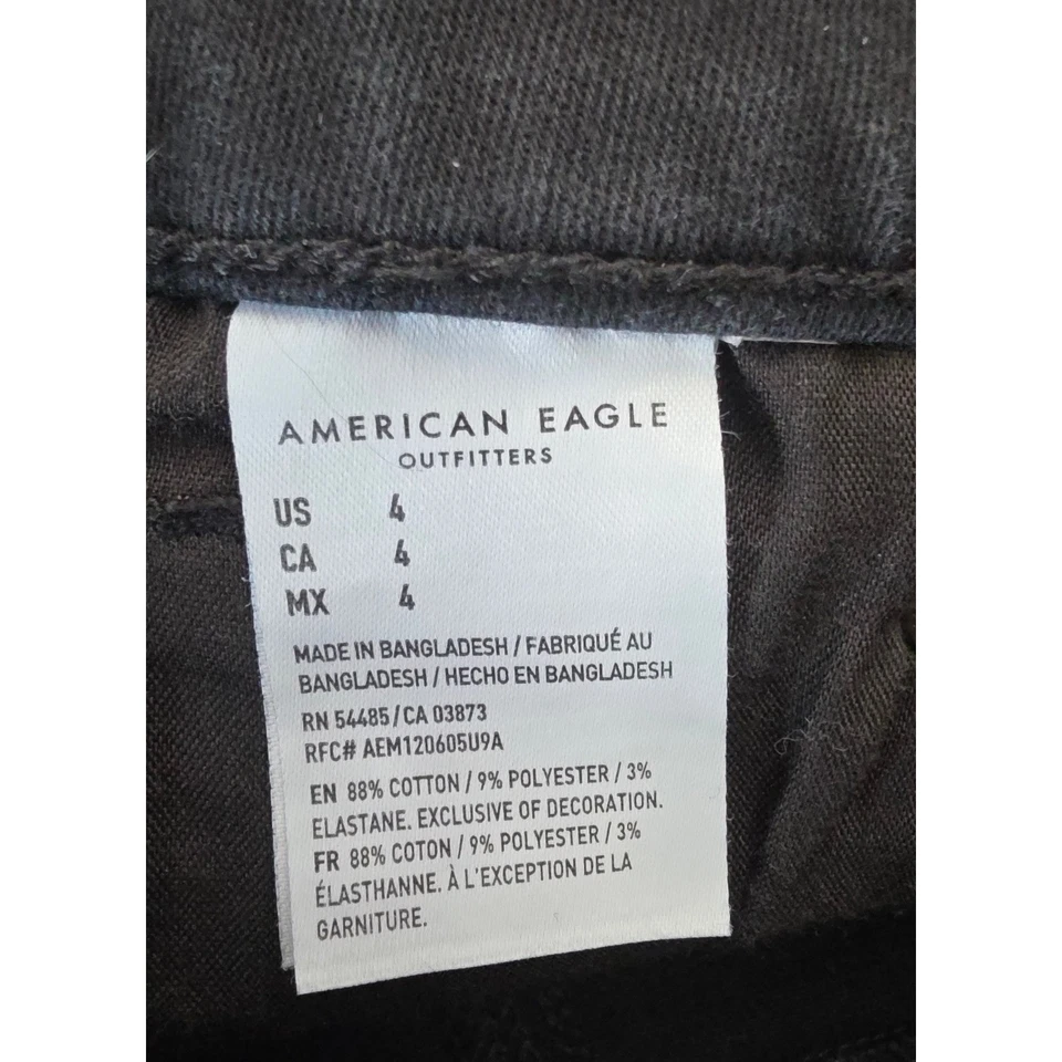 Pantalón Corto American Eagle Outfitters Cintura Alta Negro Denim Next Level Elastizado Talla 4 Foto 4 de 4
