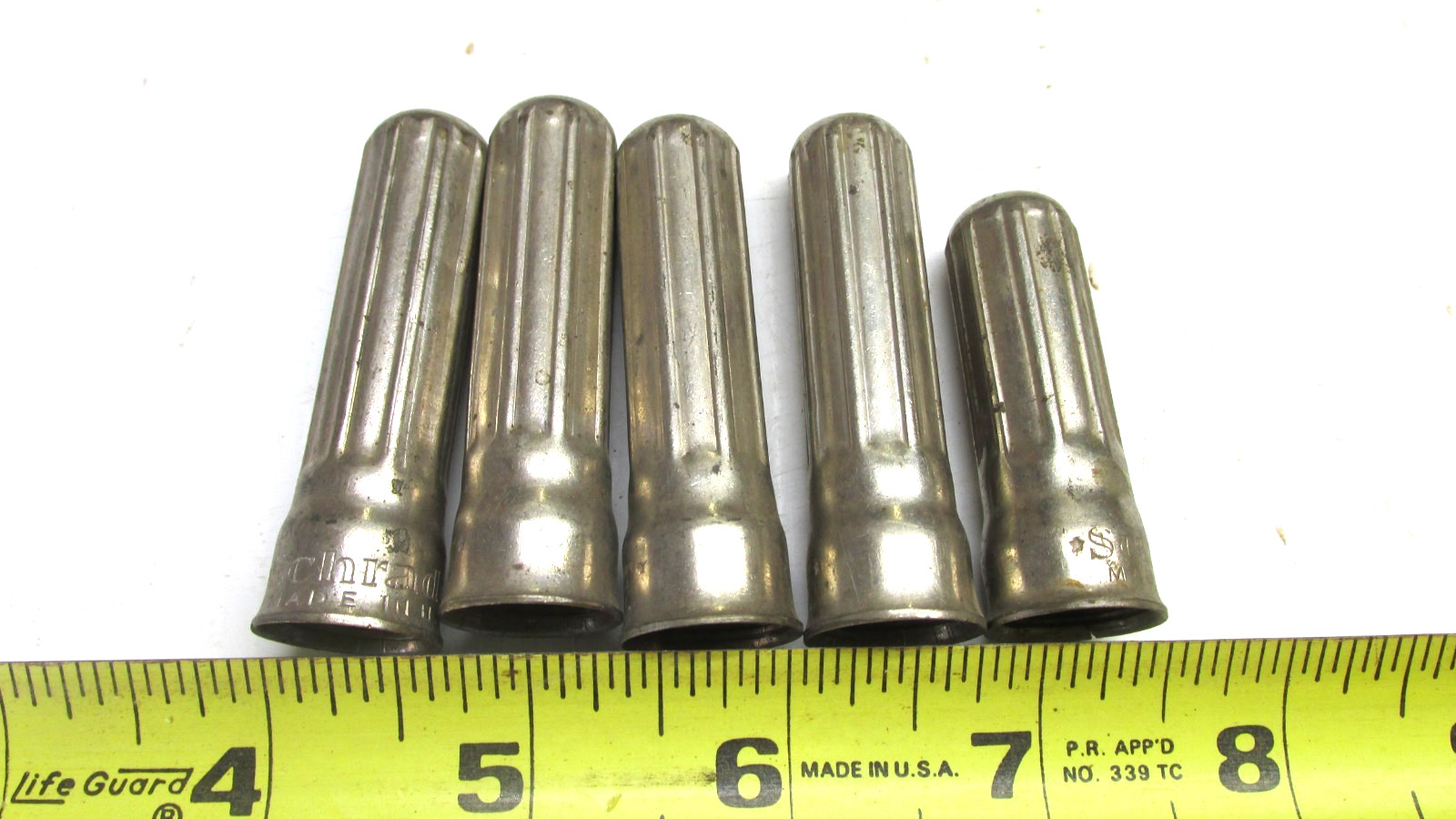 5  Antique  Tire  Automobile & Truck Tire  Brass Valve Stem Caps Lot C Schrader