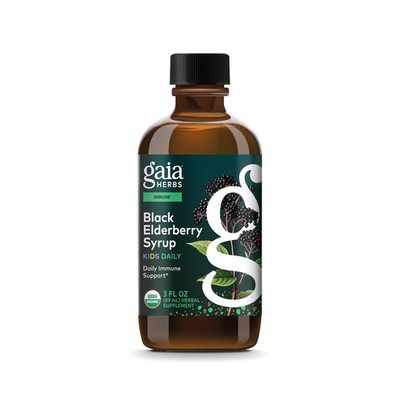 11/29 Gaia Herbs GaiaKids Black Elderberry Syrup - Delicious Immune Support Supp
