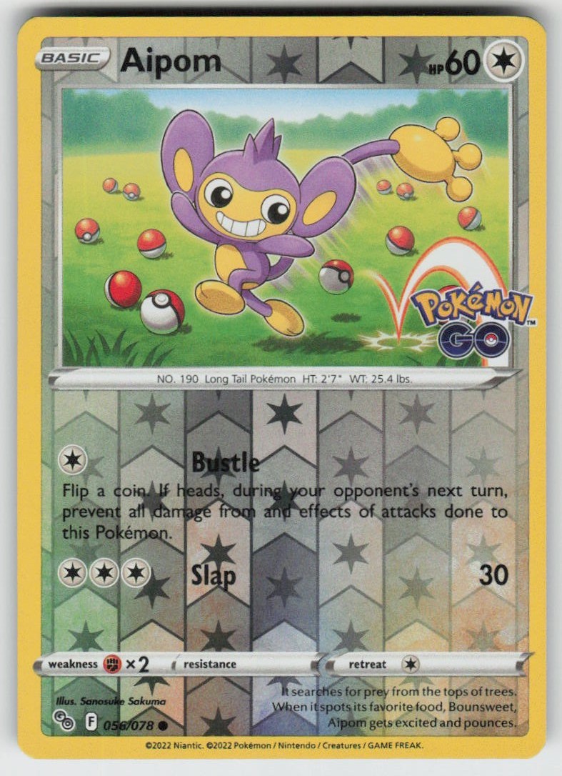 PO-01 Reverse Holo Aipom 056/078 Common Pokemon GO