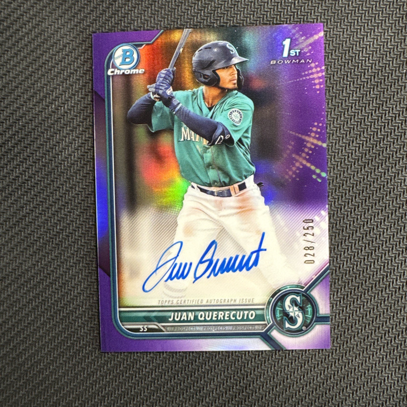 2022 Bowman Chrome Juan Querecuto Purple Auto /250 1st Prospect #CPA-JQ
