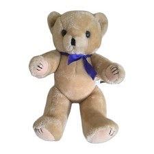 Vintage Articulated Posable Teddy Bear Tan Plush BlueBow Jointed 15" Silvestri