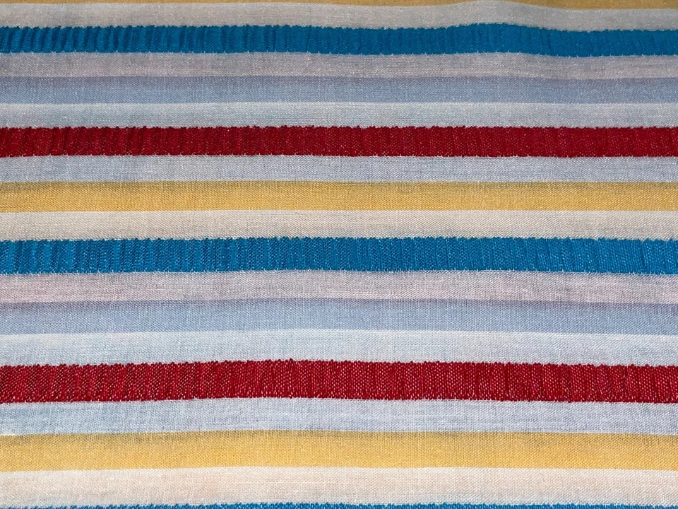Tela de algodón a rayas vintage Seersucker de 1 yarda por rojo azul amarillo 36" X 40" Foto 2 de 4