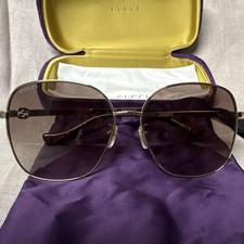 Gucci Women  s Oversized Gold Metal Frame Brown Gradient Lens Sunglasses