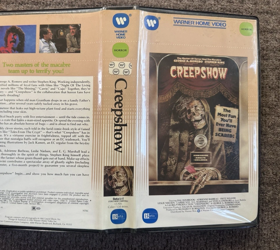 CREEPSHOW - George Romero (1982 Clamshell) - BETA MAX Tape Warner - Image 3 of 4