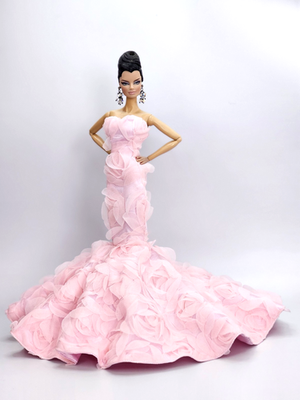 light pink barbie dress Handmade Light Pink Dress Outfit Gown For Barbie Silkstone Fashion Royalty  FR