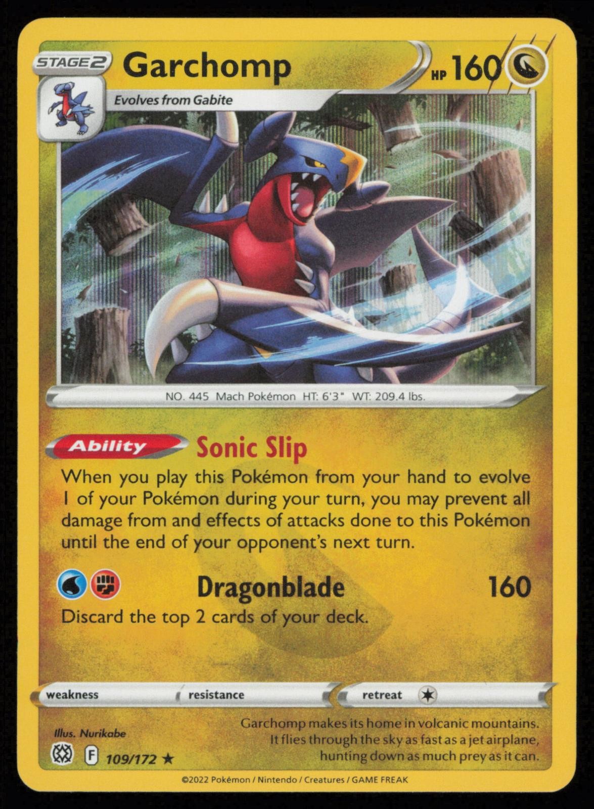 Garchomp 109/172 Holo Rare Pokemon Brilliant Stars BRS NM