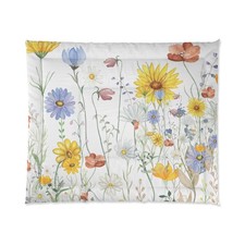 Wildflower Meadow Comforter  Floral Duvet Cover, Watercolor Flowers
