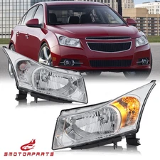 Pair Chrome Headlights  Front lamps For 2011-2015 Chevy Cruze Sedan