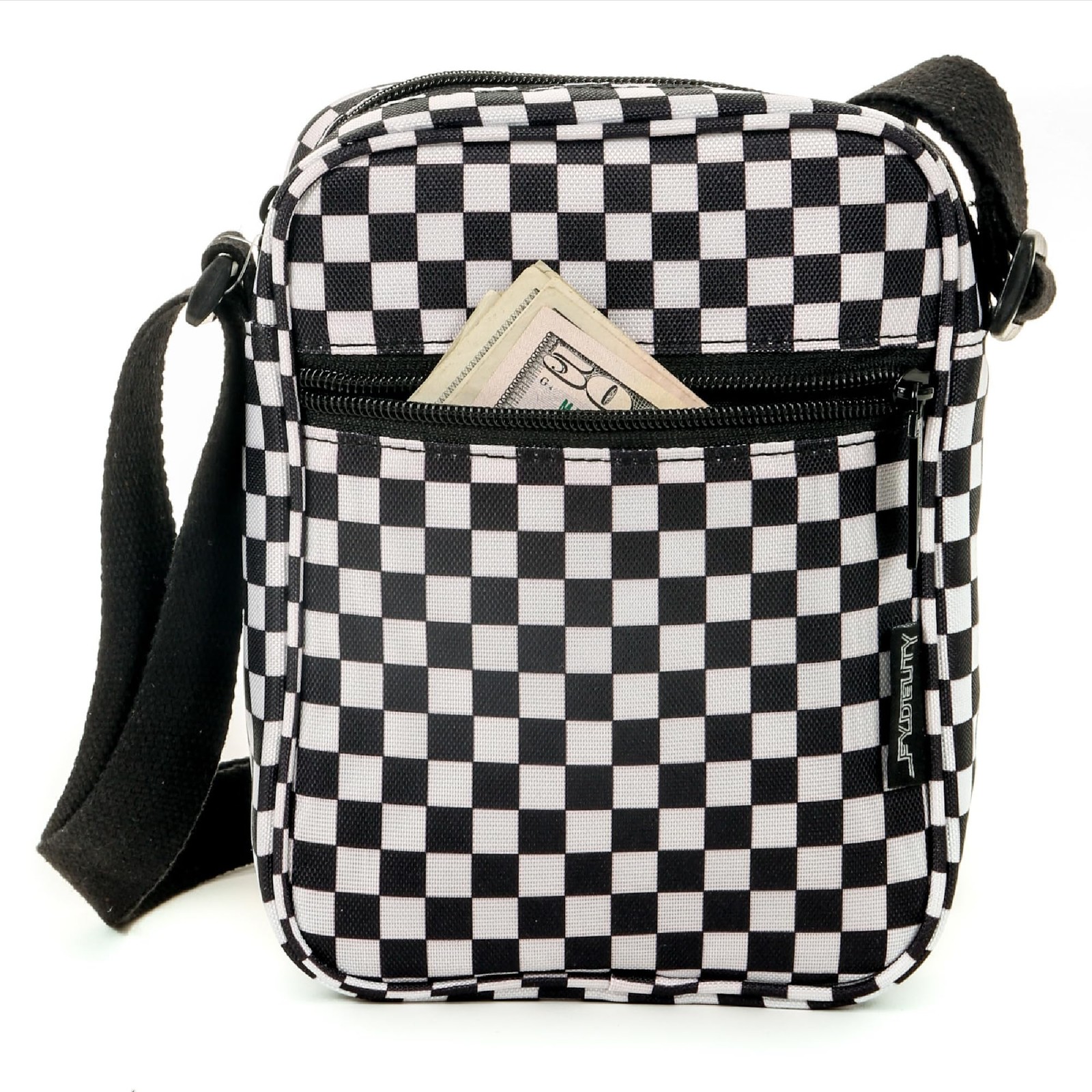 Small Checkered Crossbody Bag or Purse | Black And White Che