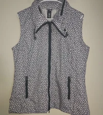 NIVO Women's Vest XL  Hidden Hood Lightweight Full Zip Golf Lifestyle Black Wht