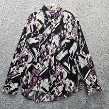 Wrangler Western Shirt Vintage Made in USA Diamond Abstract All Over Print 16.5