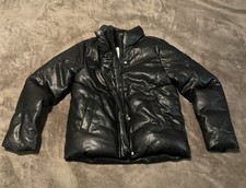 ABERCROMBIE  FITCH Vegan Leather Mini Puffer Jacket Black Size 11/12 Kids