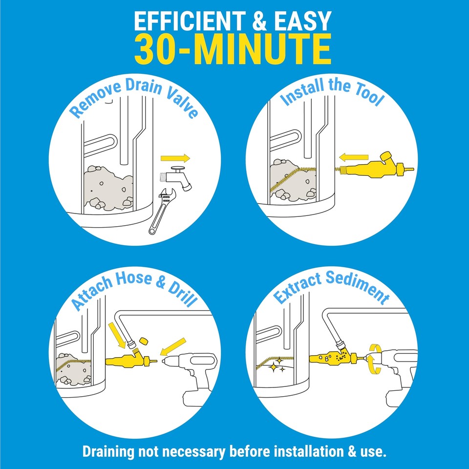 Turbo Tank Cleaner Water Heater Cleaning Tool, Improves Hot Water