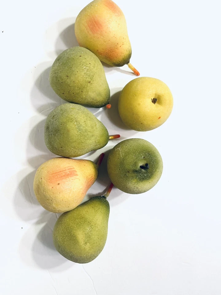Lote 10 peras y manzanas imitación fruta azúcar esmerilado puesta en escena utilería rústica granja Foto 2 de 4