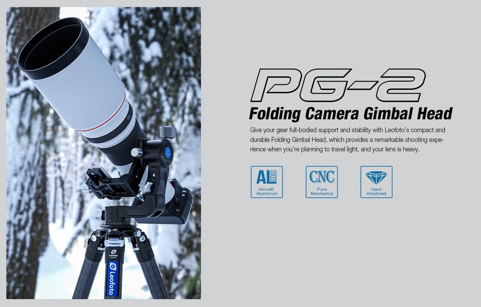 Leofoto PG-2 Folding Gimbal Head Tripod Head for Camera & Lens | Arca Compatible - Image 3 of 4