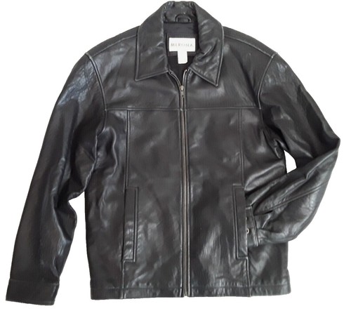 Veste En Cuir Noir Merona Taille XL Homme - Occasion Très Bon état, Style Long