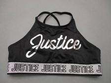 Justice Size 12 Girls Black Wireless Padded Glitter Sports Bra