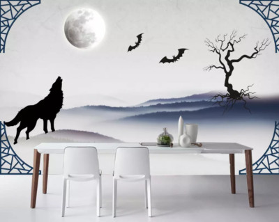 3D Black Wolf Bat 2351 Wallpaper Mural Wall Print Wall Wallpaper Murals US Coco