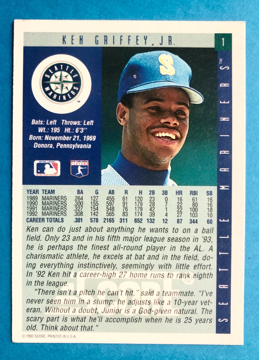 1993 Score Ken Griffey Jr. #1 Baseball Card Seattle Mariners (HOF