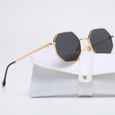 Polygon Metal Frame Sun Glasses Women Fashion Accessory Multicolor Eyewear 1pc