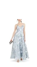 ELIZA J Brocade Blue Floral Spaghetti Strap V Neck Maxi Formal Dress 6 New Nwt