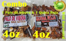 Combo 8oz : 4oz Quina Roja and 4oz Palo de vibora 100% Natural Organic Herbs !!!