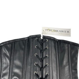 NEW Top Drawer Daisy Corsets Steel Boned vegan leather lace up Corset Sz S black