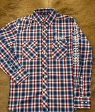 Men's Wrangler® Logo Long Sleeve Shirt Classic Fit Blue/Red - 112367731