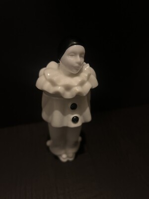 Vtg Avon 1982 Clown Shaped Figurine Bottle Pierrot Milk Glass Avon 1982