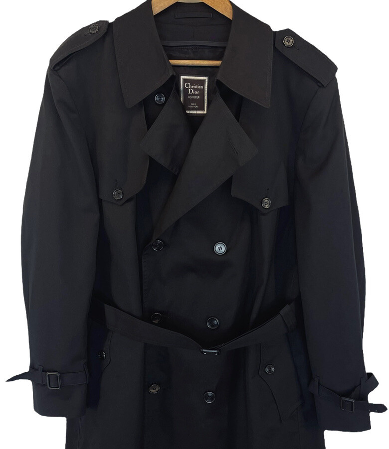 Christian Dior Monsieur Trench Coat Mens 44 Black Classic Christian Dior Monsieur Trench Coat Mens 44 Black Classic