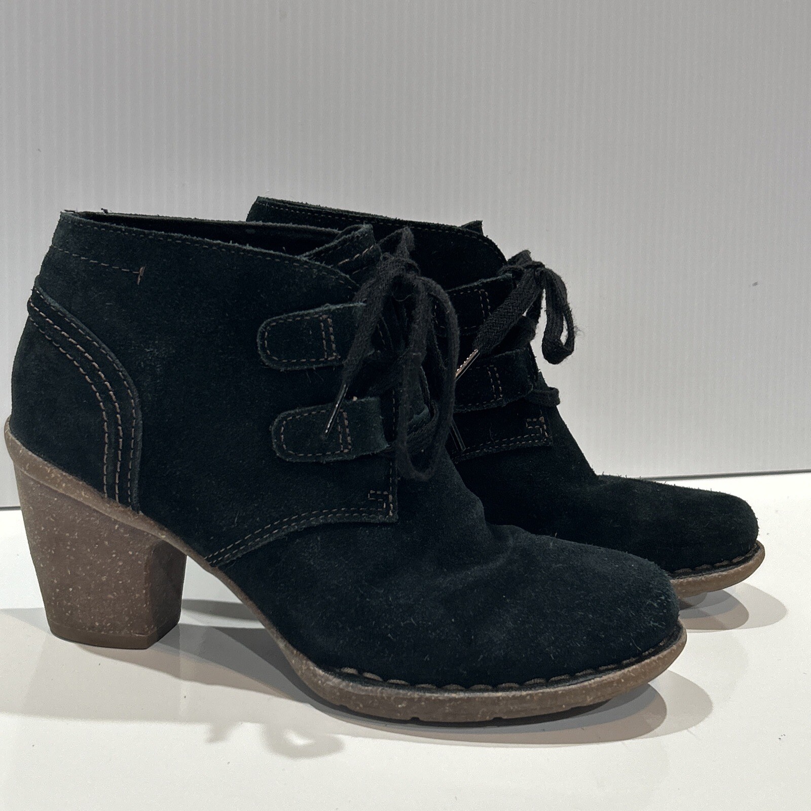 SAOLA Stivaletti Unstructured by Clarks suola comoda neri scamosciati stringati donna 7