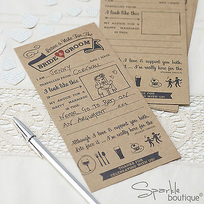 Vintage Wedding Advice Cards For Bride Groom Guest Book