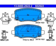 Brake pad set, disc brake ATE 13.0460-2622.2 for Jeep