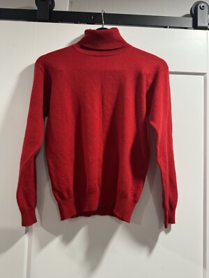 Sutton Studio Womens Cashmere Turtleneck Size M Red Classic Minimalist Soft Cozy