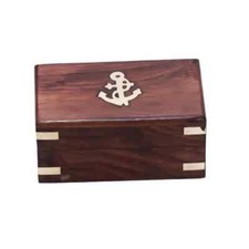 6" Nautical Brass Telescope Marine Spyglass Rustic Gift with Anchor Wooden box