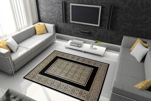 Modern Stylish Rug "GLOSS" frame, glamour, greek black / gold Best Quality - Picture 2 of 6